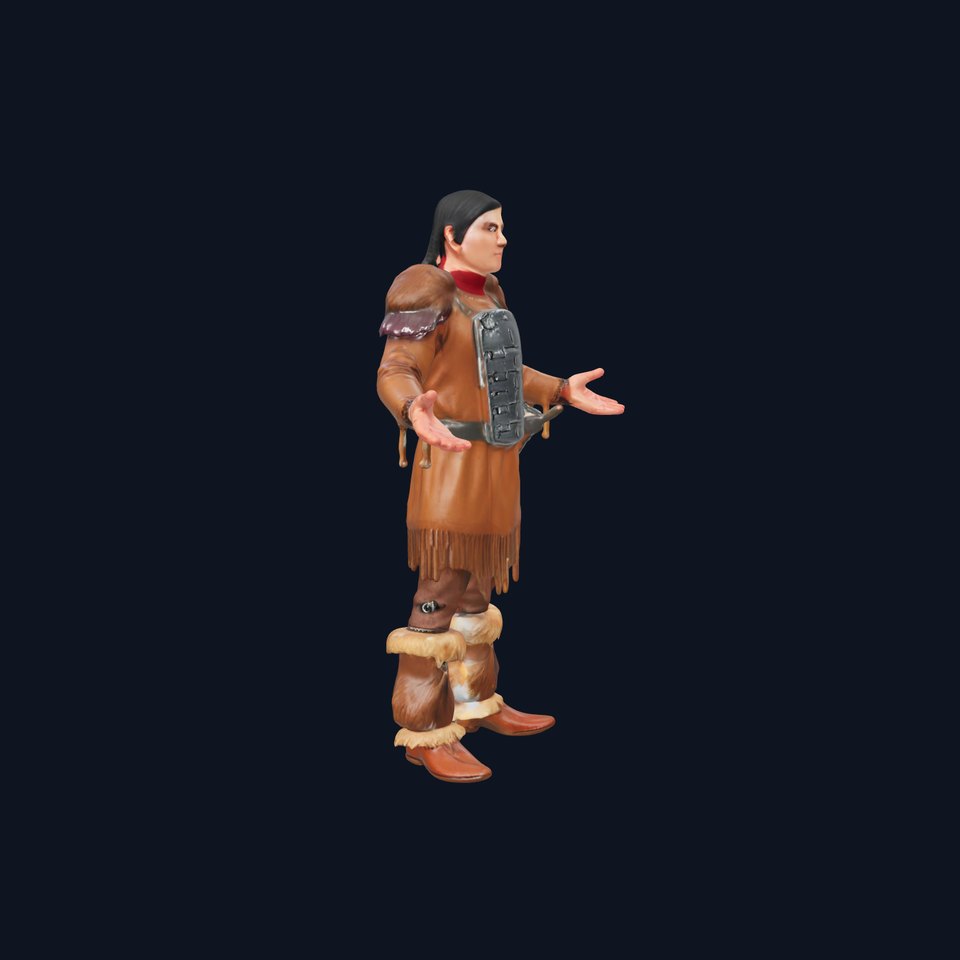 Medieval Warrior with Fur Armor Rigged and Animated D Model